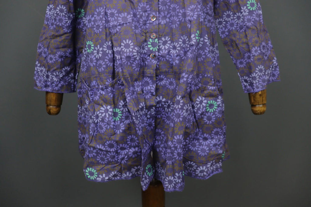GUDRUN SJÖDEN Multi Flower Cotton Long Sleeve Button Front Tunic Shirt Top Sz S