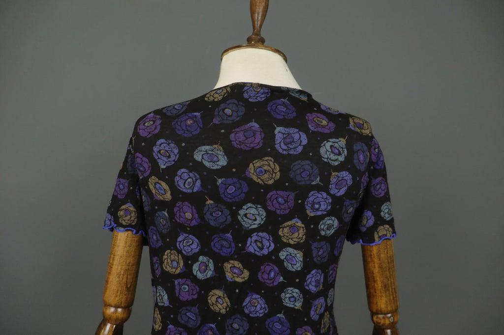 GUDRUN SJODEN Multi Floral Short Sleeve Round Neck Pullover T-Shirt Top – Size M