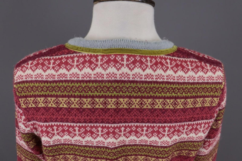 OLEANA Multicolor Jacquard Floral Alpaca Knit Cardigan Sweater – Size M