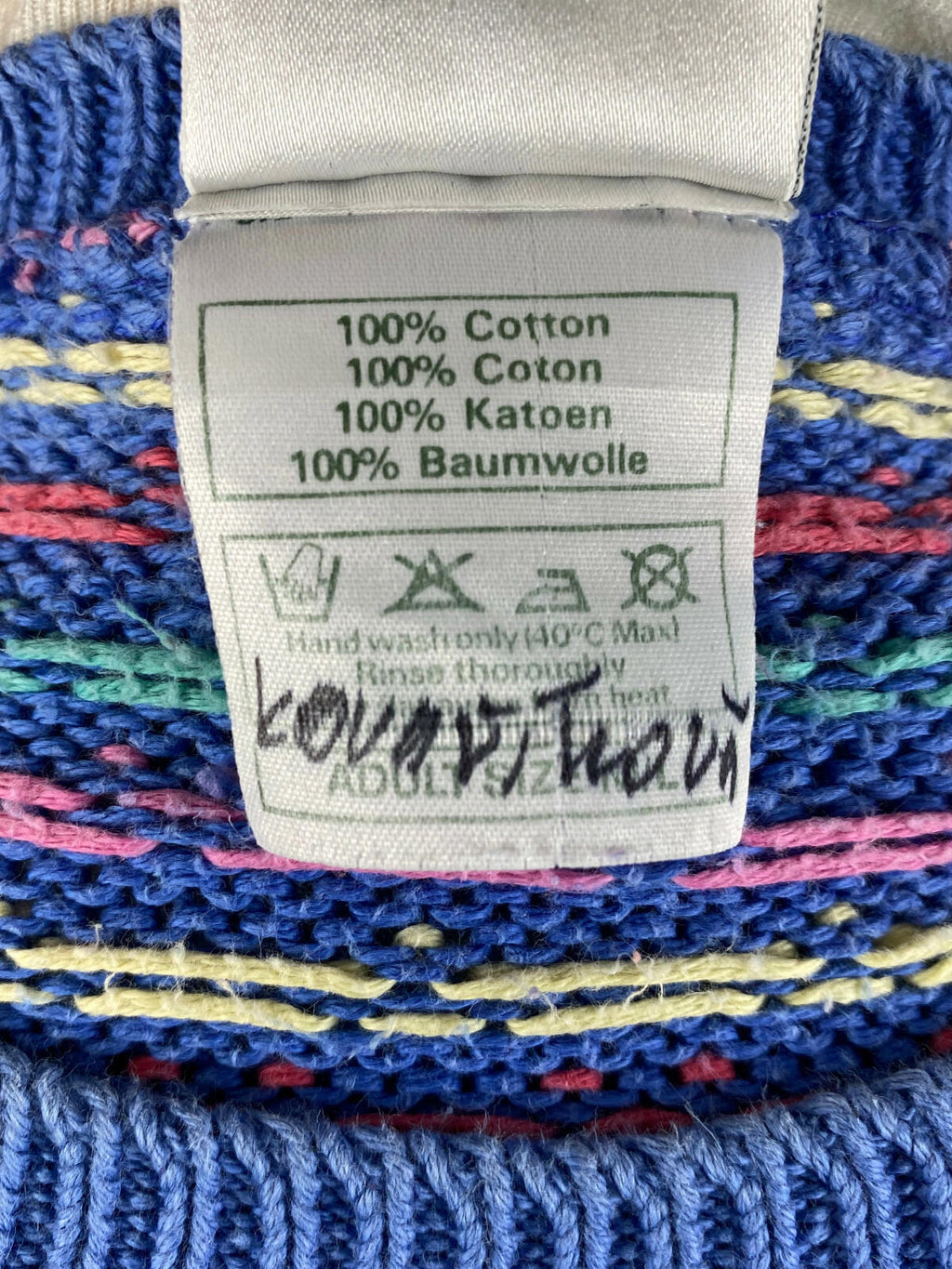 LAURA ASHLEY Multicolor Lagenlook Striped Knit 100% Cotton Sweater – Size M