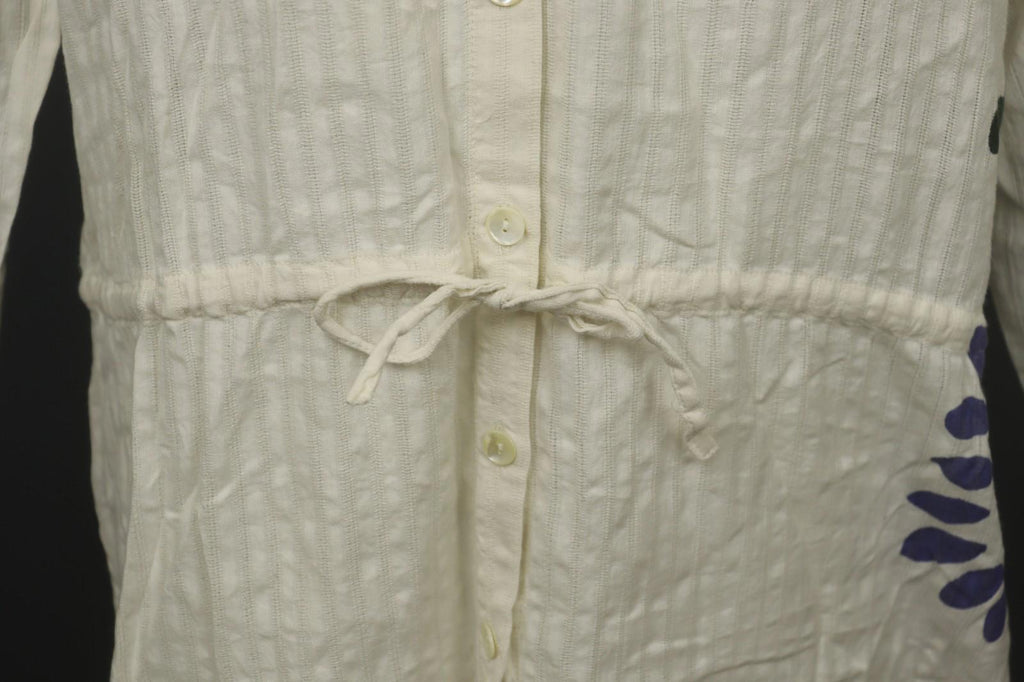 GUDRUN SJÖDEN Ivory Cotton Long Sleeve Tie Waist Button Front Shirt Dress – Size S