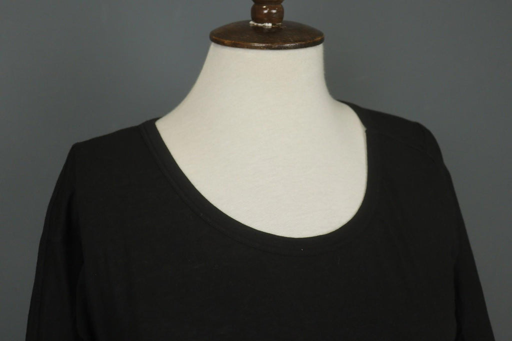 HUMANOID Blouse Top Slim Fit Stretch Black Cotton Round Neck Pullover – Size XS