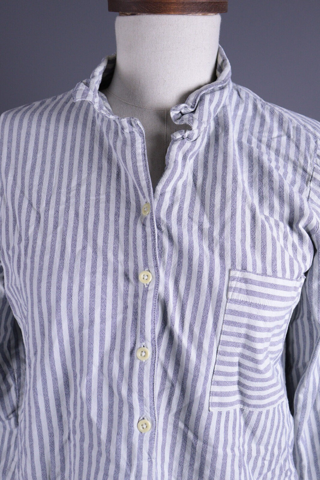 Toast White Linen Stripe Long Sleeve Relaxed Blouson Midi Dress – Size UK12 US8 M