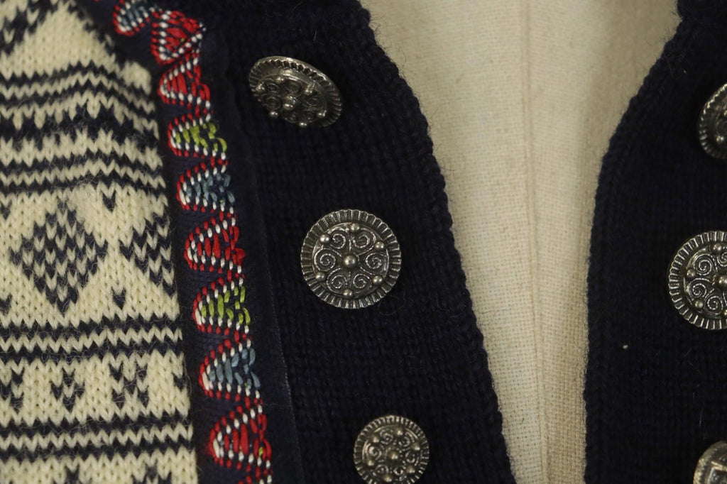 DALE OF NORWAY Multi Fair Isle Wool Knitted Button Front Ski Sweater – Size M