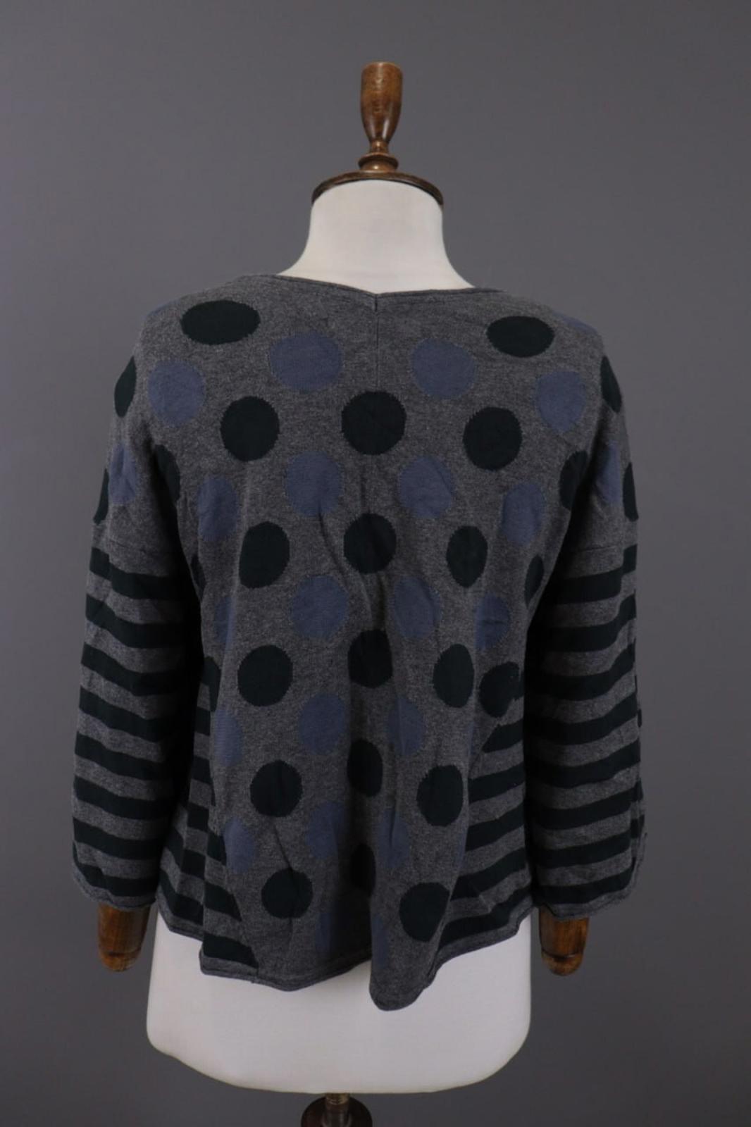 GUDRUN SJODEN Gray Dotted Striped Cape Wrape Knit Cardigan Sweater – Size L
