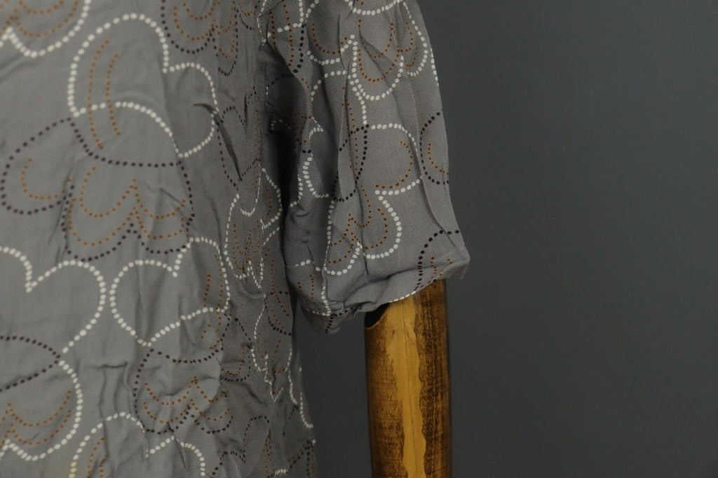GUDRUN SJÖDEN Gray Floral Cotton Long Sleeve Button Front Tunic Shirt Top – Size L