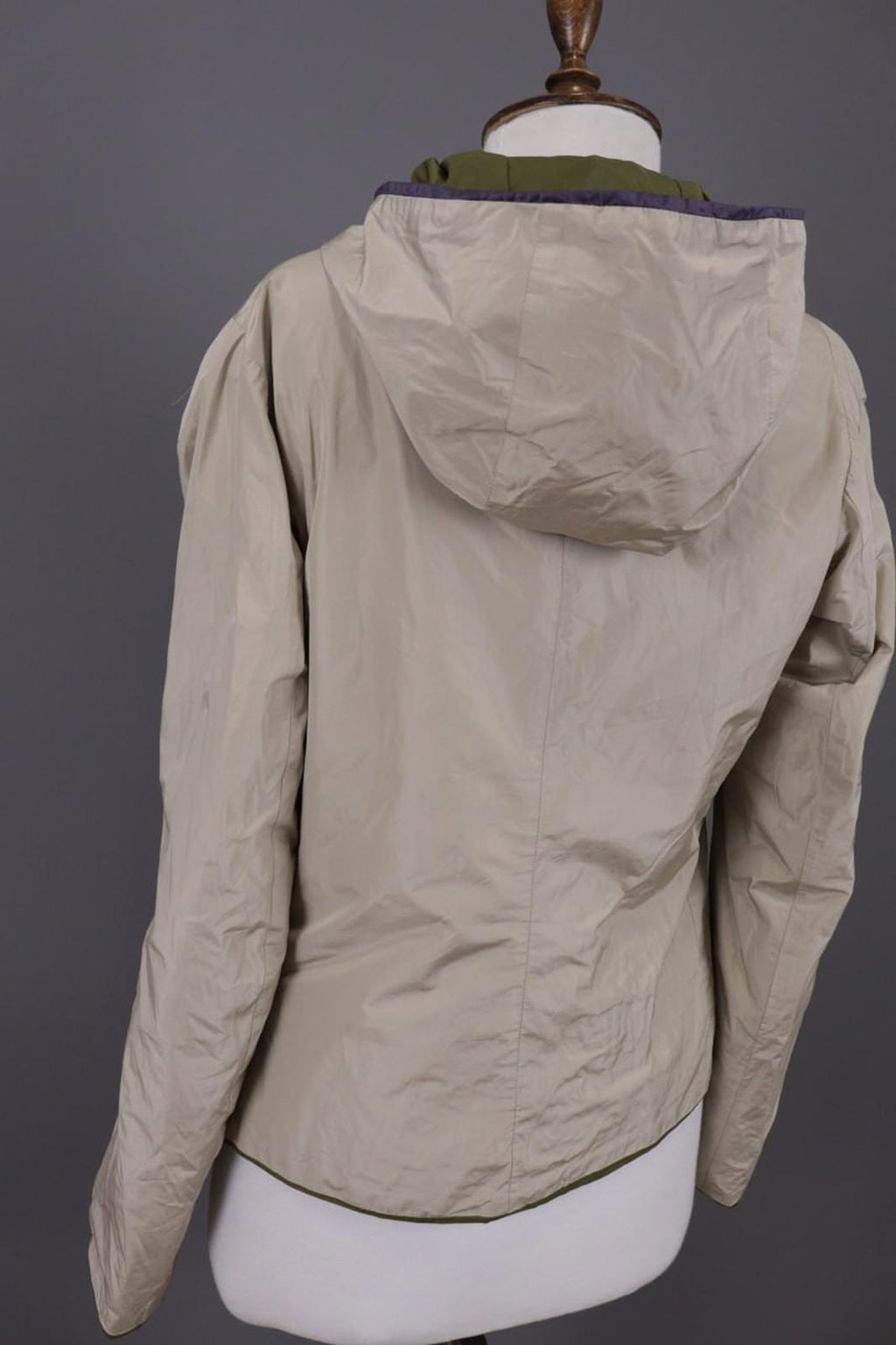 Max Mara Jacket Cream Green Reversible Zipped Pocket Hooded Full Zip – Size 10