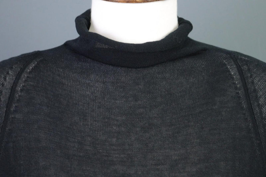 SARAH PACINI Black Knit Mesh Turtle Neck Sweater Midi Dress – Size 1