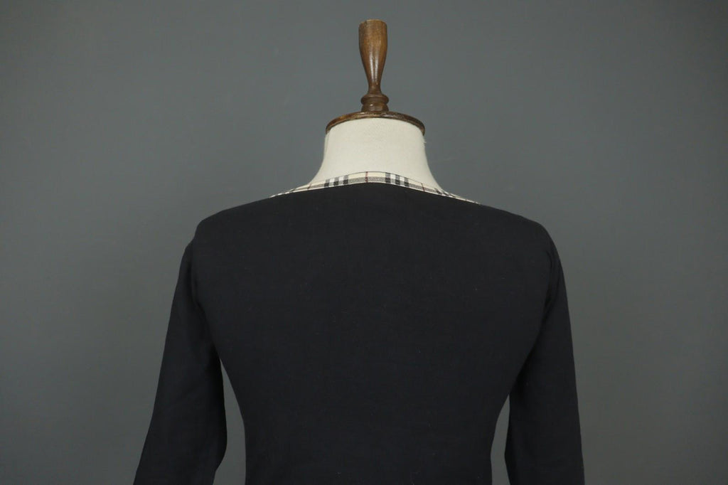 BURBERRY London Black Cotton Long Sleeve Round Neck Pullover Knit Top – Size M