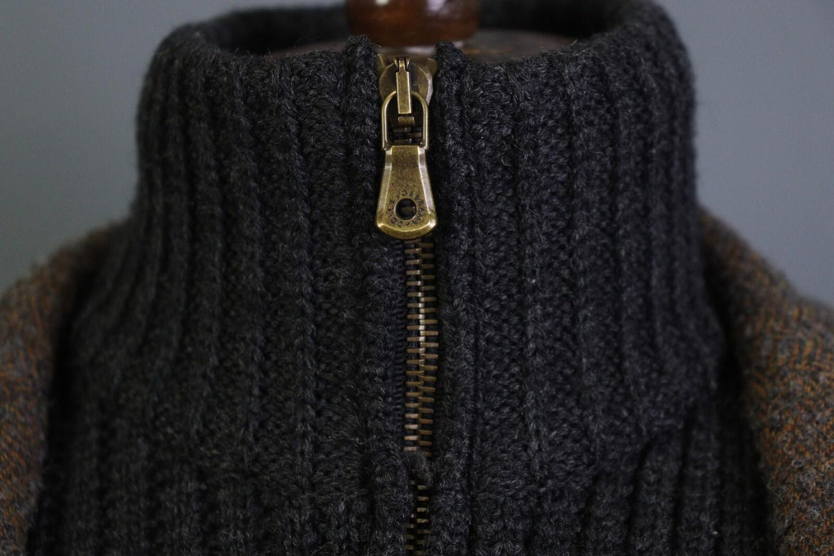 DOLCE&GABBANA Brown and Black Wool Full Zip Sweater with Blazer Jacket – Size 42