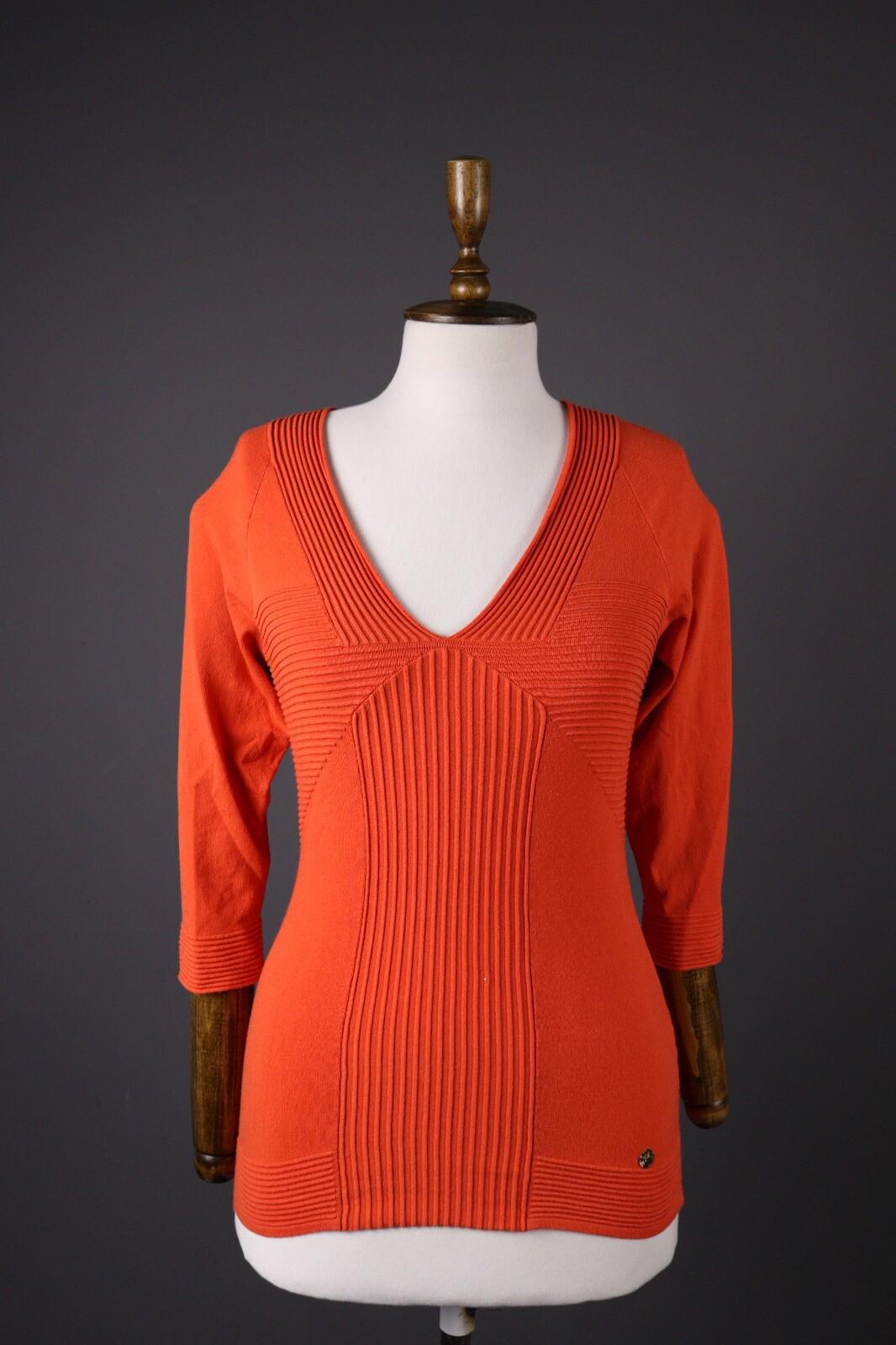 VERSACE COLLECTION Orange Tight Knit 3/4 Sleeve Sweater – Size 44