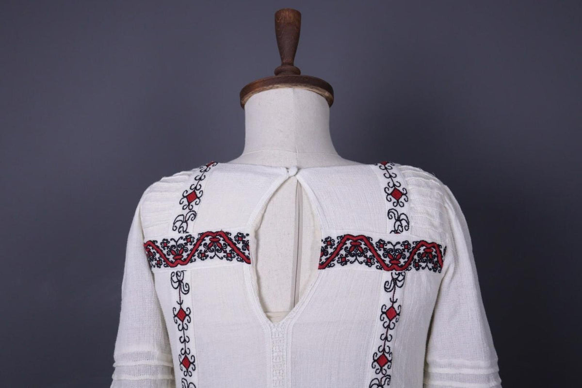 ALICE + OLIVIA White Floral Embroidered Long Sleeve Blouson Midi Dress – Size XS