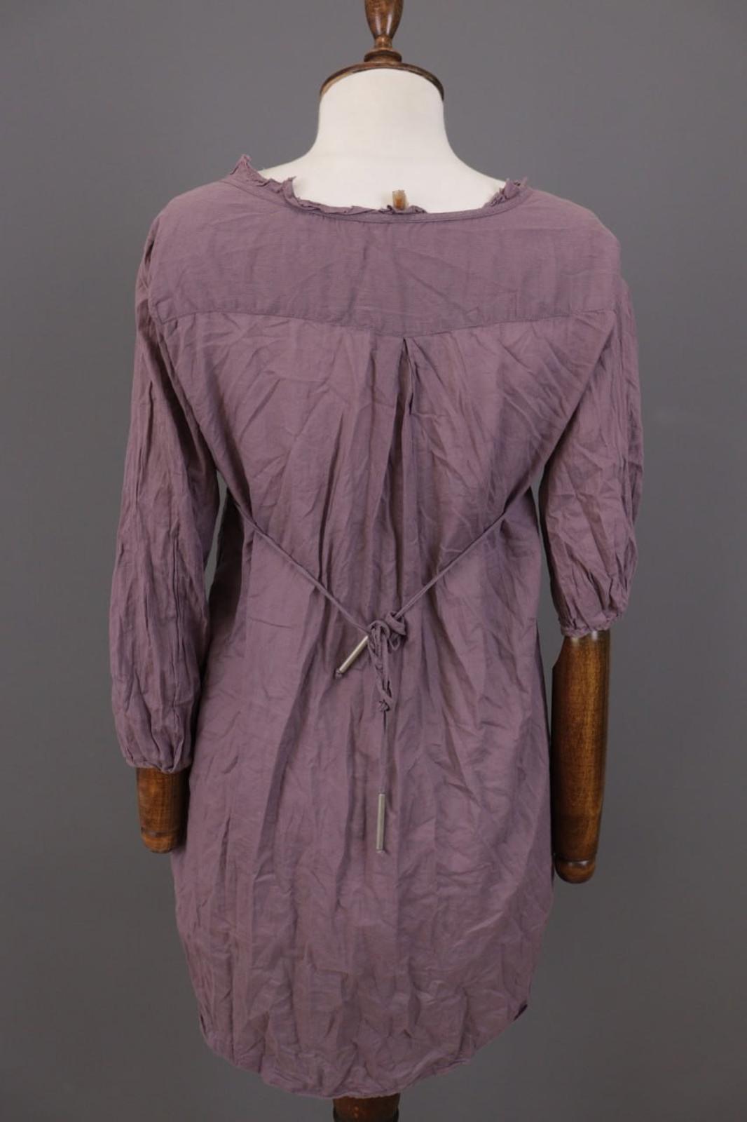 Cop. Copine Shirt Dress Purple Pleated Balloon Sleeve Button Front – Size 40
