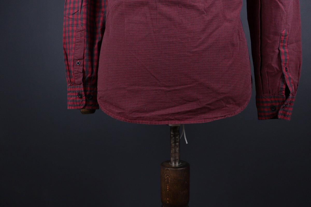 Desigual Regular Fit Red Check Long Sleeve Button Down Shirt – Size S
