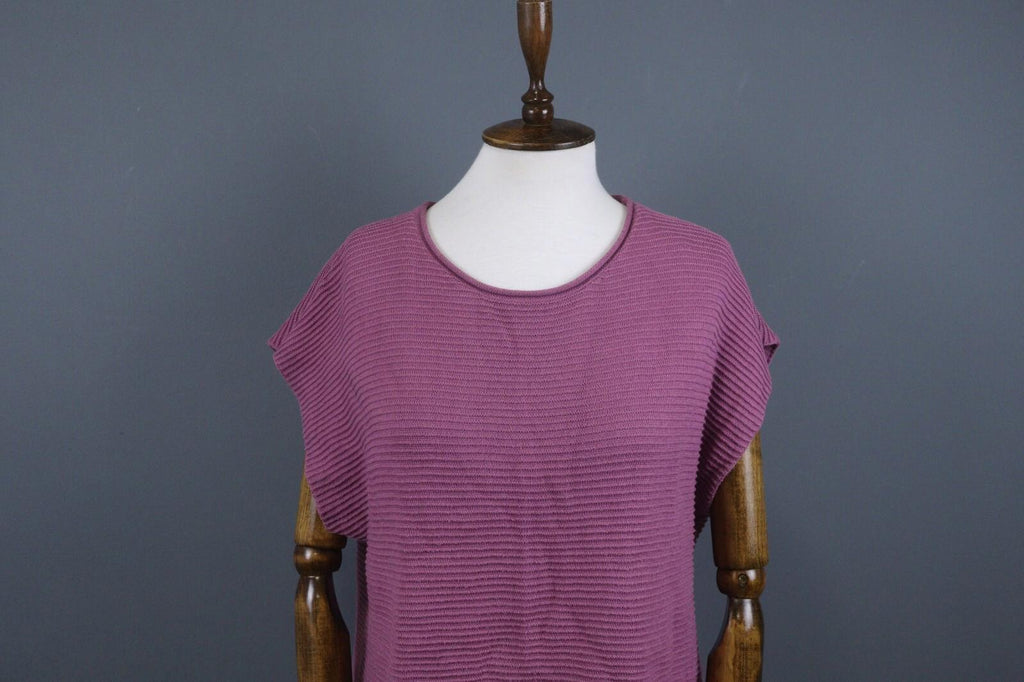 GUDRUN SJODEN Purple Striped Cap Sleeve Stretch Top Blouse – Size M – Used