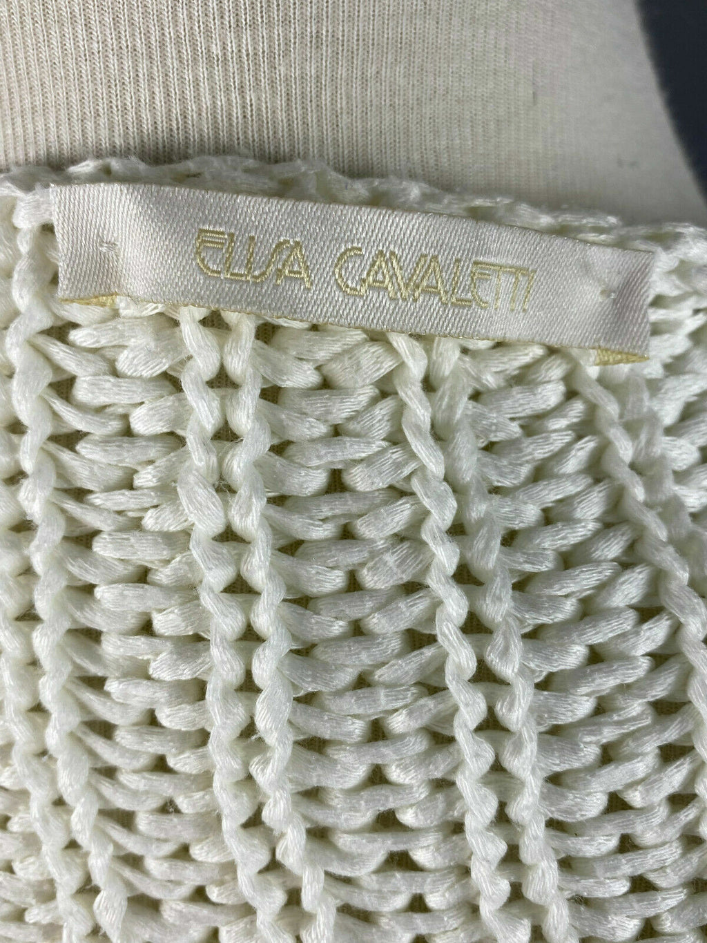 Elisa Cavaletti White Short Sleeve Chunky Knit Pullover Sweater L – Women's