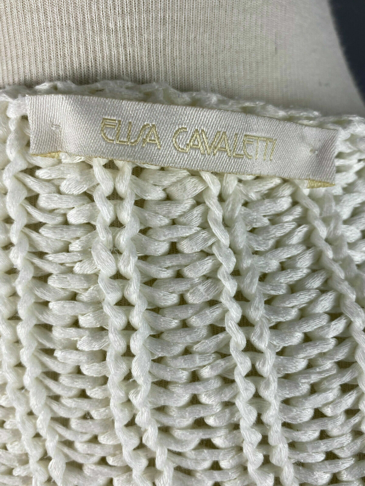 Elisa Cavaletti White Short Sleeve Chunky Knit Pullover Sweater L – Women's