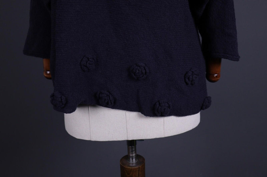 GRIZAS Black Wool Crochet Knit Oversized Boyfriend Sweater – Size L