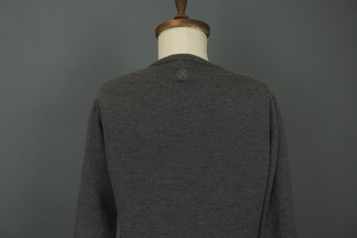 ROBERTO CAVALLI Gray Wool Knitted Raglan Sleeve Crew Neck Pullover Sweater Sz M