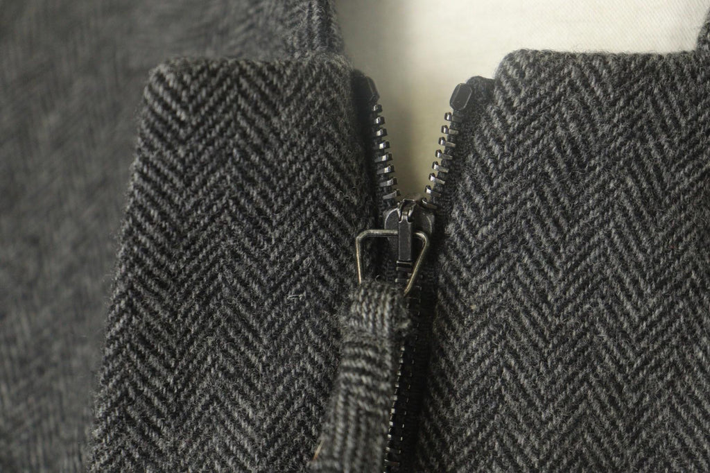 ANNETTE GOERTZ Gray Herringbone Wool Long Sleeve Button Front Long Coat – Size 38