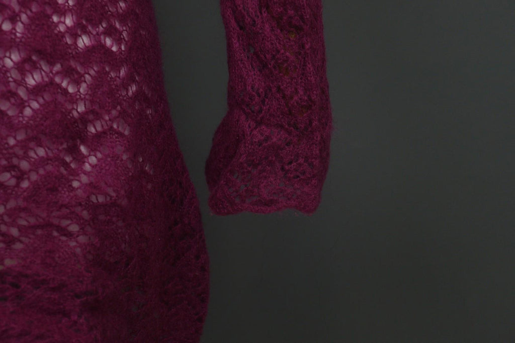ANTHOLOGY AVOCA Pink Long Sleeve Button Front Asymmetrical Hem Crochet Dress