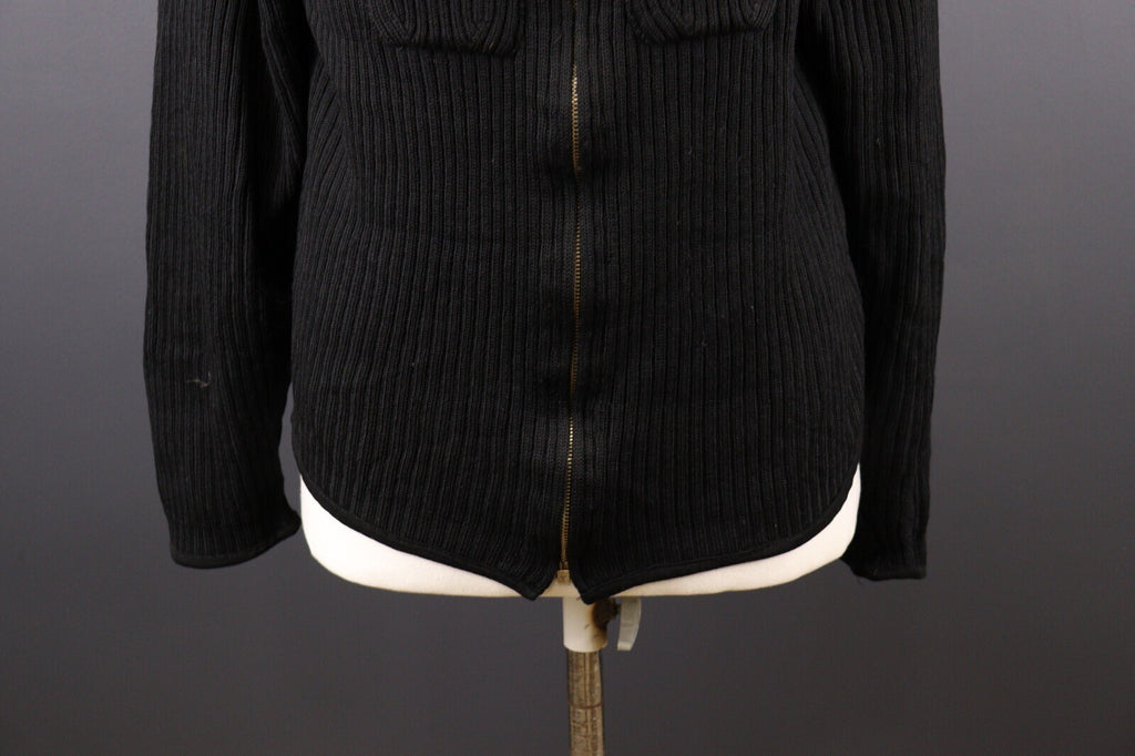 Kenzo Homme Black Vintage Merino Wool Full Zip Tight Knit Sweater – Size M
