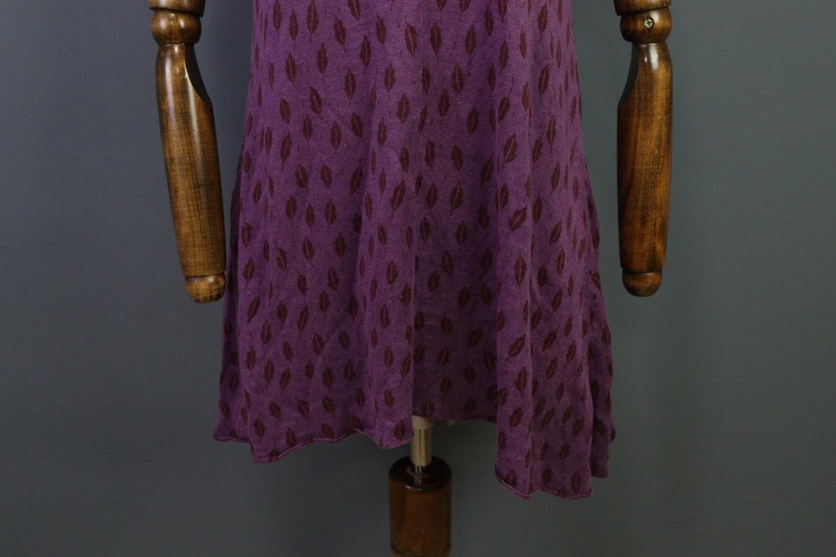 GUDRUN SJODEN Purple 100%Linen Round Neck Short Sleeve Sweater Dress – Size S