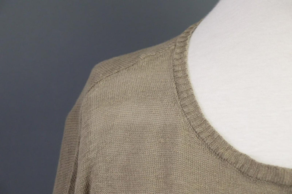 GUDRUN SJODEN Brown Linen Knit Crew Neck Raglan Sleeve Pullover Sweater – Size S