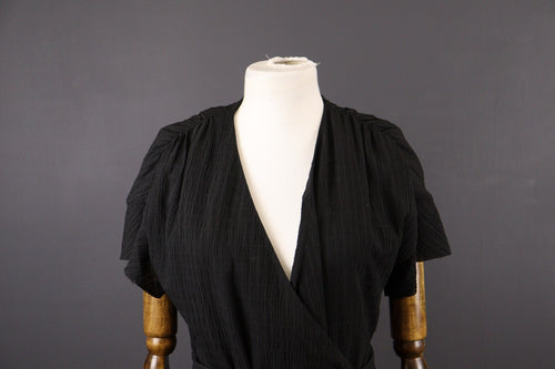 AllSaints Black Short Sleeve Ruffle Wrap A-Line Dress – Size UK 12 / US 8
