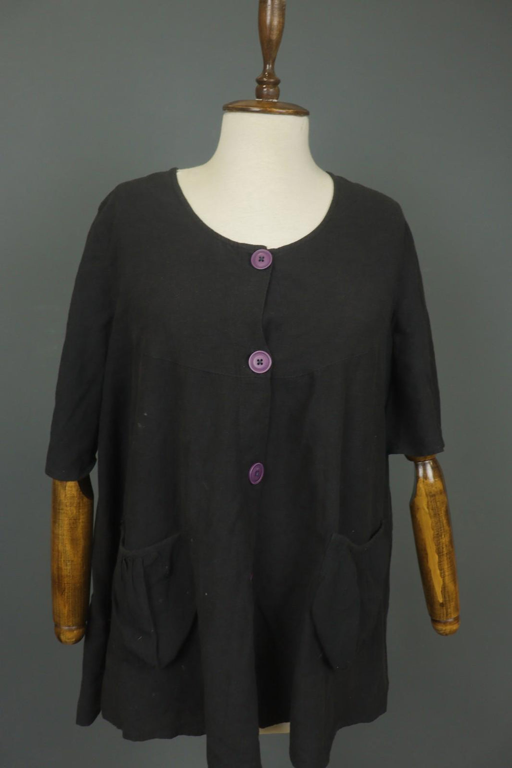 GUDRUN SJODEN Black Casual Long Sleeve Round Neck Button Front Shirt Top – Size M