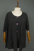 GUDRUN SJODEN Black Casual Long Sleeve Round Neck Button Front Shirt Top – Size M