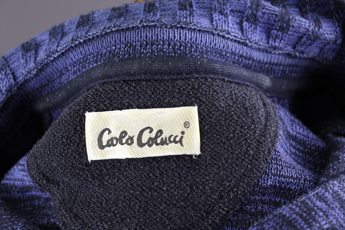 CARLO COLUCCI Blue Knit Vintage Long Sleeve Sweater – Size S