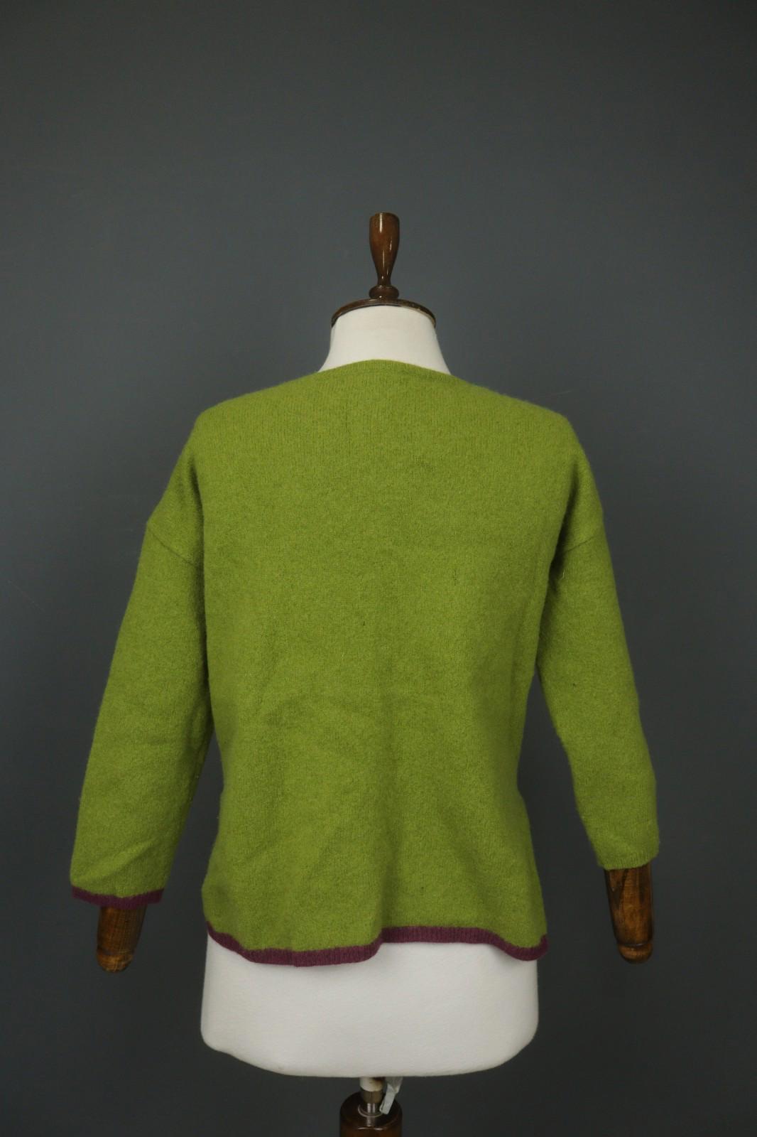 GUDRUN SJODEN Green 100% Wool Tight Knitted Crew Neck Pullover Sweater – Size L