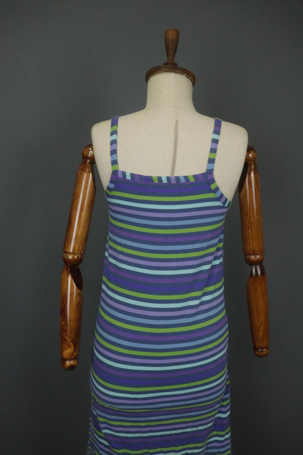 GUDRUN SJODEN Multi Striped Sleeveless Square Neck Pullover Tank Dress – Size S