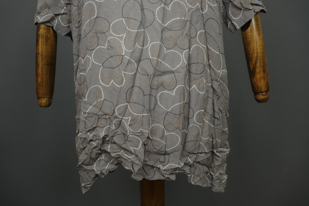 GUDRUN SJÖDEN Gray Floral Cotton Long Sleeve Button Front Tunic Shirt Top – Size L