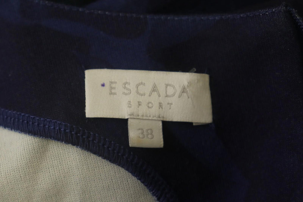 ESCADA SPORT Blue Rose Print Zipper Back Half Sleeve Sheath Dress – Size 38