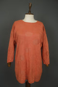 GUDRUN SJODEN Orange Linen Long Sleeve Round Neck Pullover Shift Dress – Size M