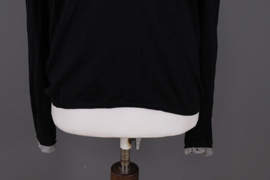 VERSACE COLLECTION Black Merino Wool Knit Long Sleeve Top Tunic Shirt – Size M