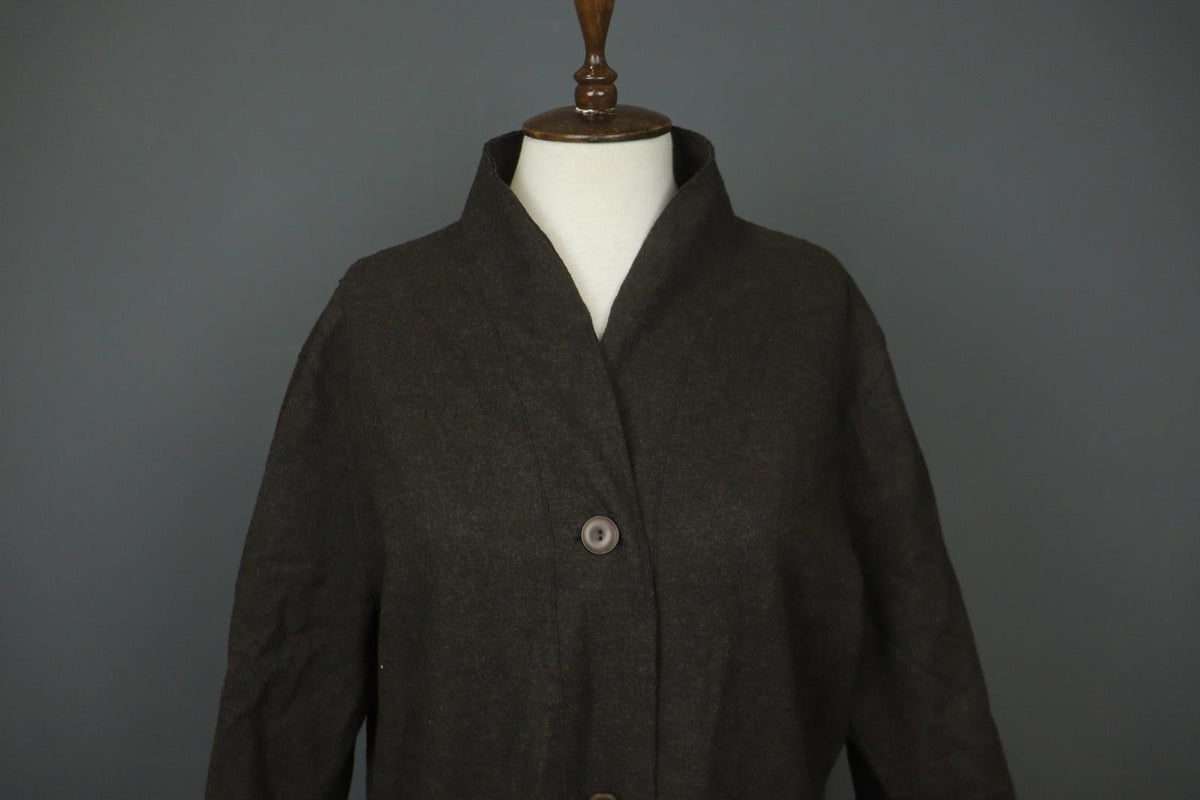 OSKA Brown 100% WOOL Regular Fit Shawl Collar Button Front Cardigan – Size 4