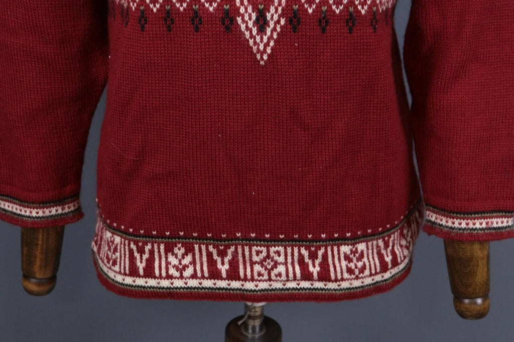 DALE OF NORWAY Sport Red Fair Isle 1/4 Zip Insulated Knit Ski Sweater Sz XS