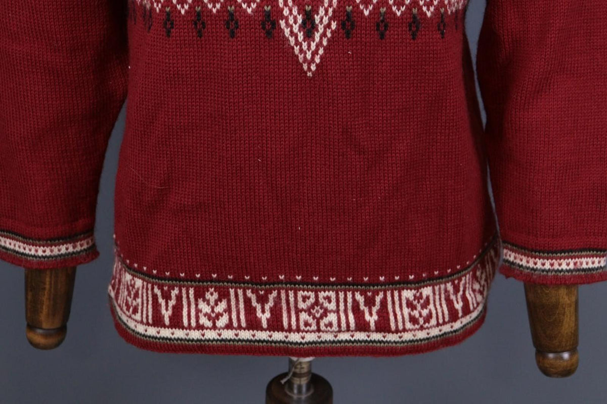 DALE OF NORWAY Sport Red Fair Isle 1/4 Zip Insulated Knit Ski Sweater Sz XS