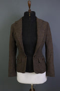 DOLCE&GABBANA Brown and Black Wool Full Zip Sweater with Blazer Jacket – Size 42