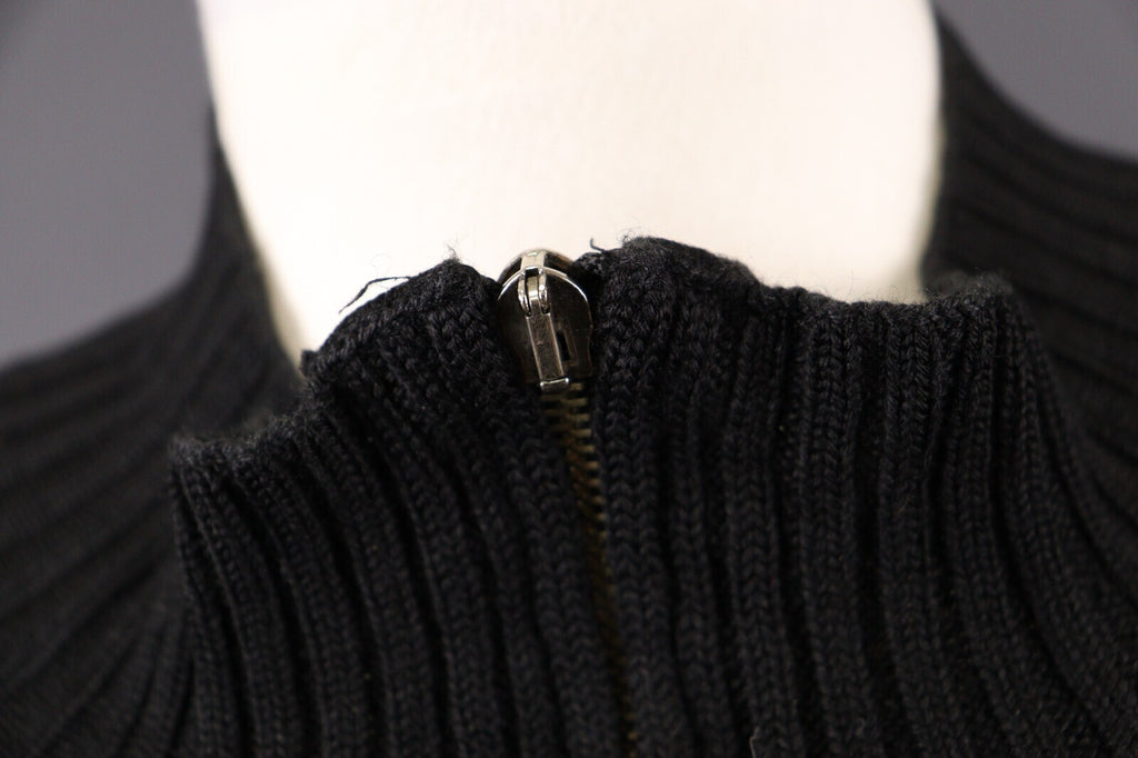 Kenzo Homme Black Vintage Merino Wool Full Zip Tight Knit Sweater – Size M