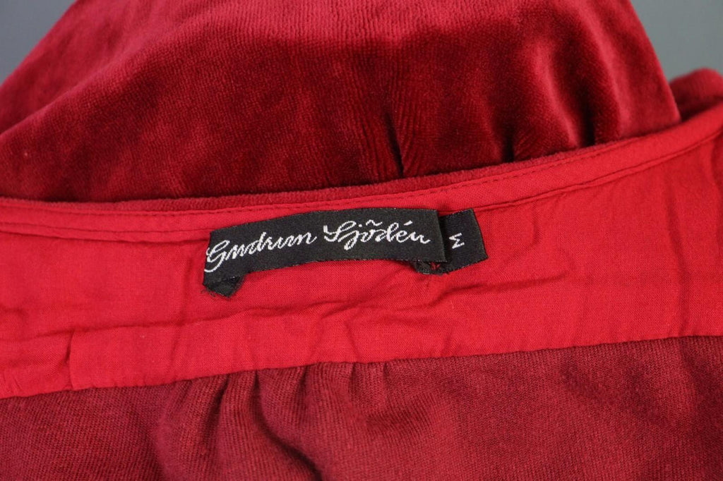 GUDRUN SJODEN Burgundy Kimono Sleeve Knit Wrape Cape Cardigan Sweater – Size S