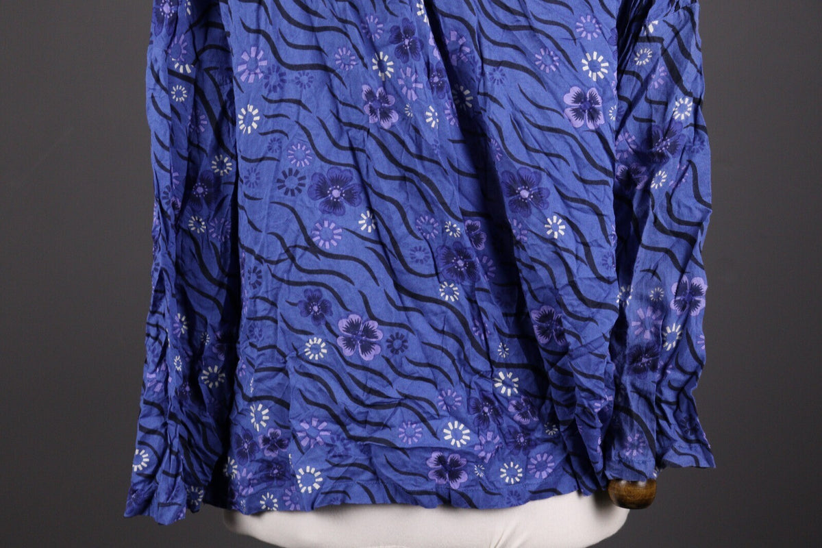 Gudrun Sjode Blue Floral Print Textured Liquid Buttoned Cardigan – Size L