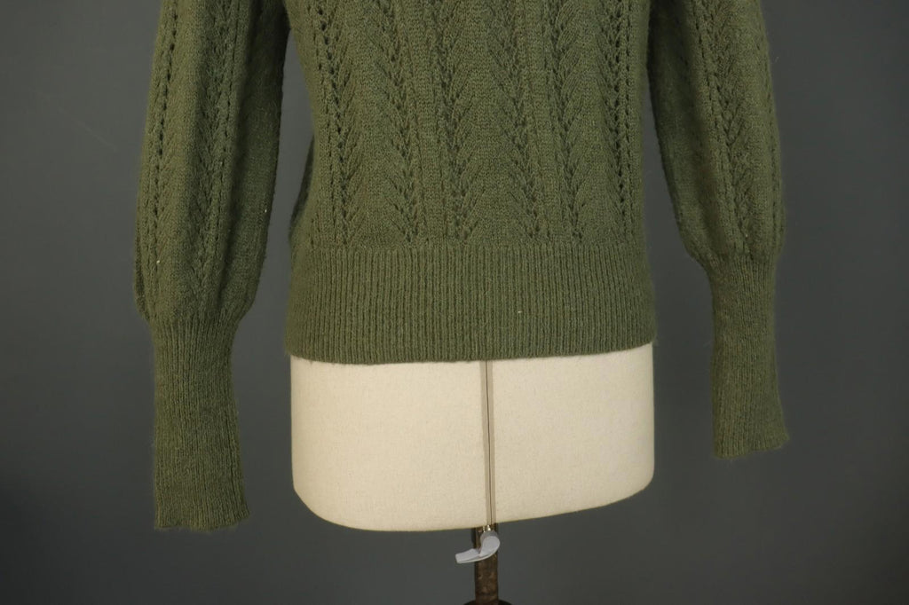 LA MAILLE SEZANE Green Open Knit Raglan Sleeve Button Front Cardigan – Size S