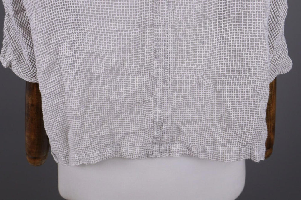 GRIZAS Gray Open Knit Silk Button Down 3/4 Sleeve Blouse Shirt Tunic – Size M