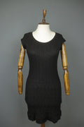 MISSONI Black Wool Knit Short Sleeve Round Neck Pullover Bodycon Dress – Size 42
