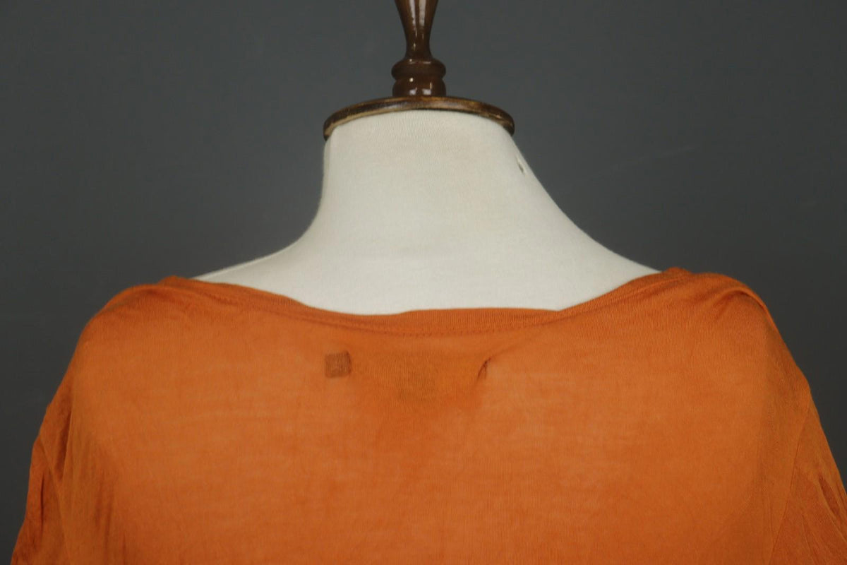 GUDRUN SJODEN Orange Modal Stretch Slim Fit Long Sleeve Pullover Blouse Top Sz M