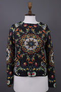 Princess Goes Hollywood Gray Floral Wool Cropped Knit Sweater – Size 36 / M